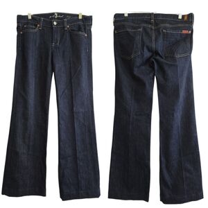 Seven For All Mankind Dojo Jeans Dark Wash Wide Leg Denim Size 30 Low/Mid Rise